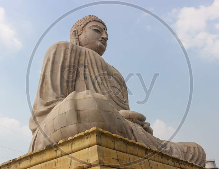 A side view of the beautiful  Buddha statue in bodh gaya in Bihar/India.