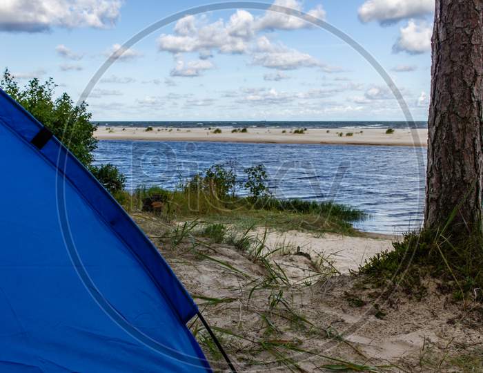 Blue Tent Corner, Baltic Sea View In Morning