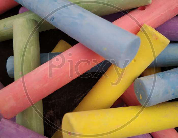 Collection of Colourful chalks for background