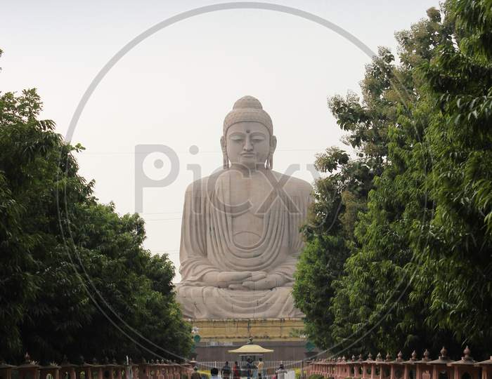 The gigantic Buddha Statue at Bodhgaya pilgrimage in Bihar/India.