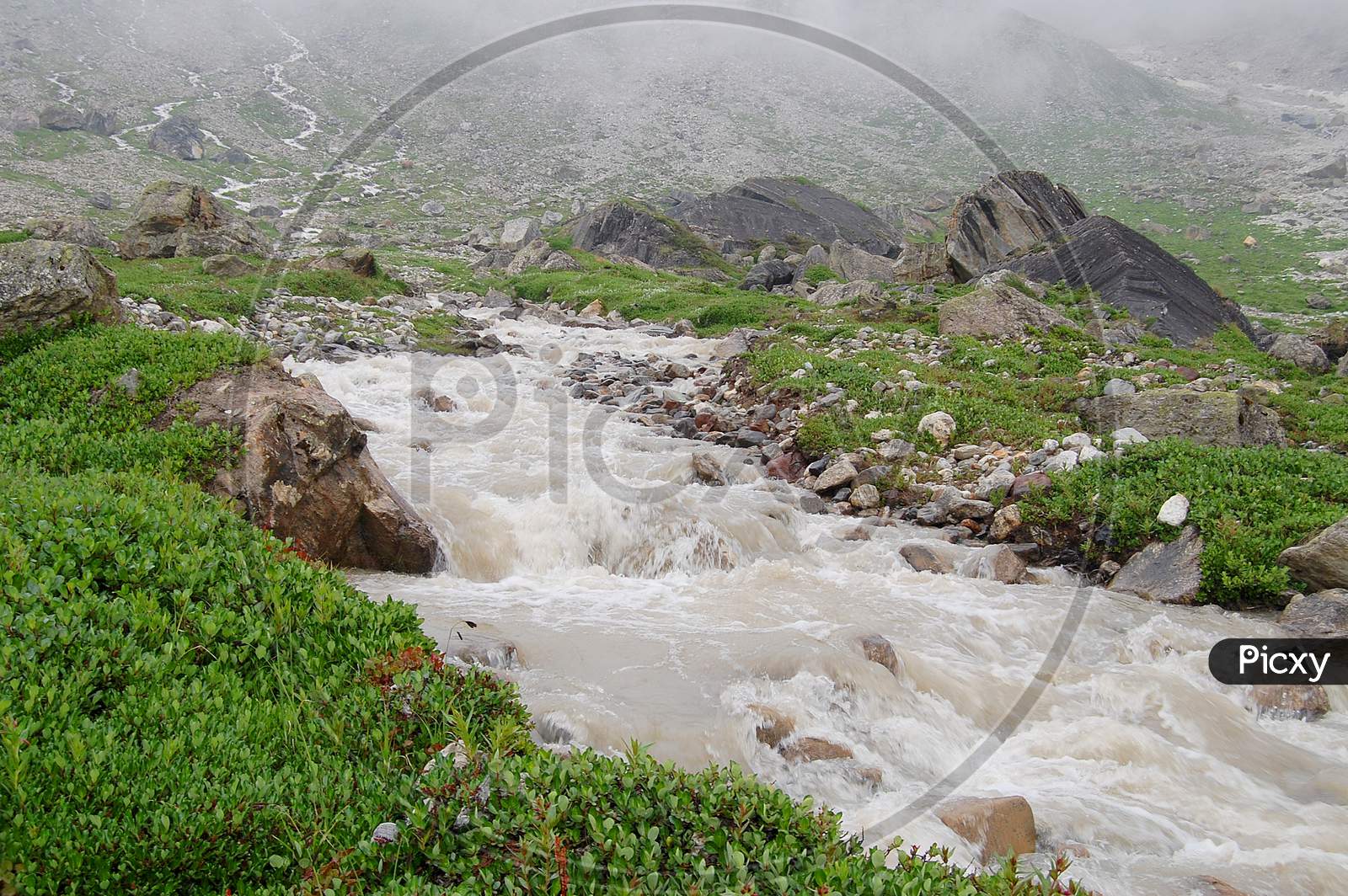 beautiful river flowing from garhwal himalaya