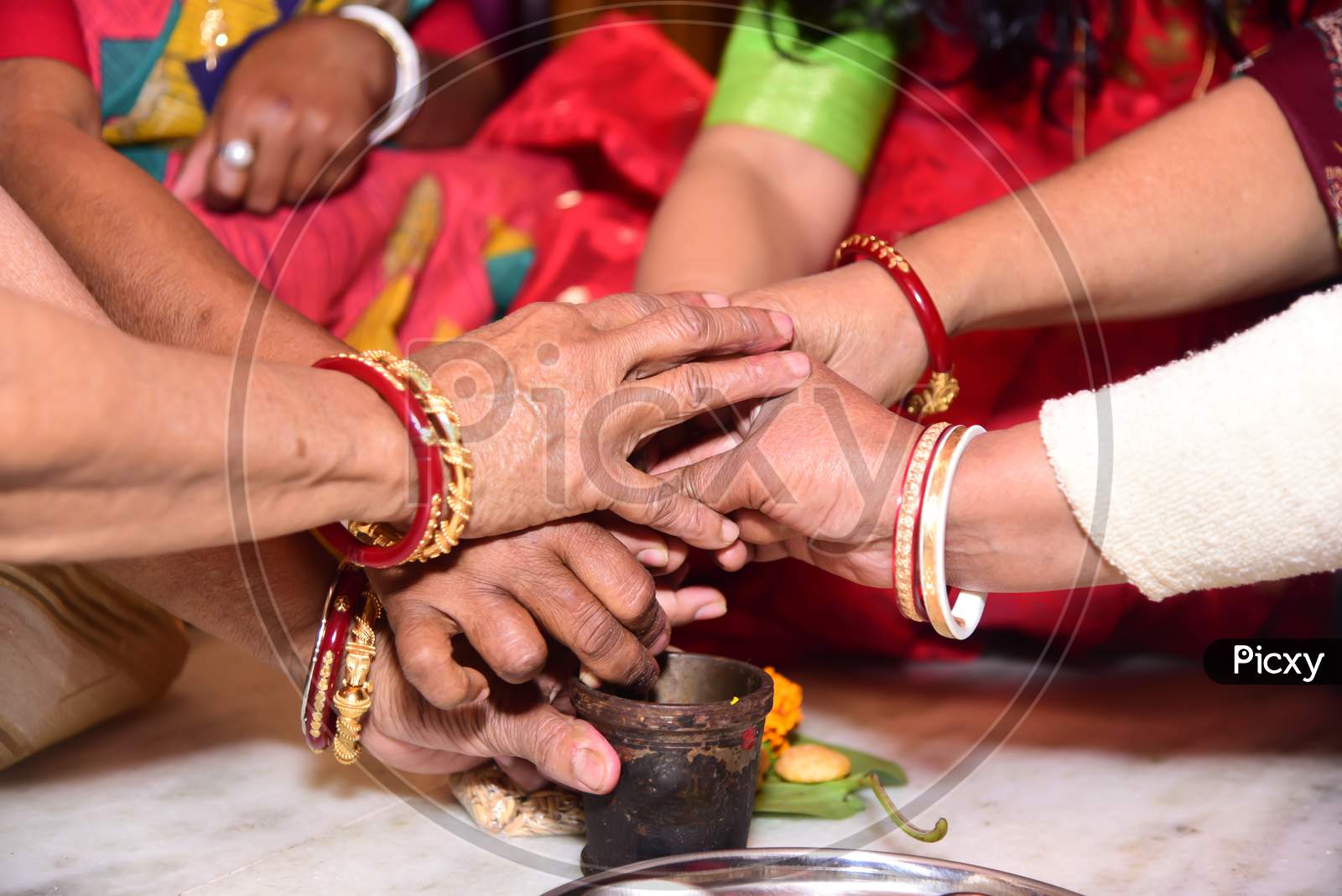 Haldi kutna in a wedding event in India