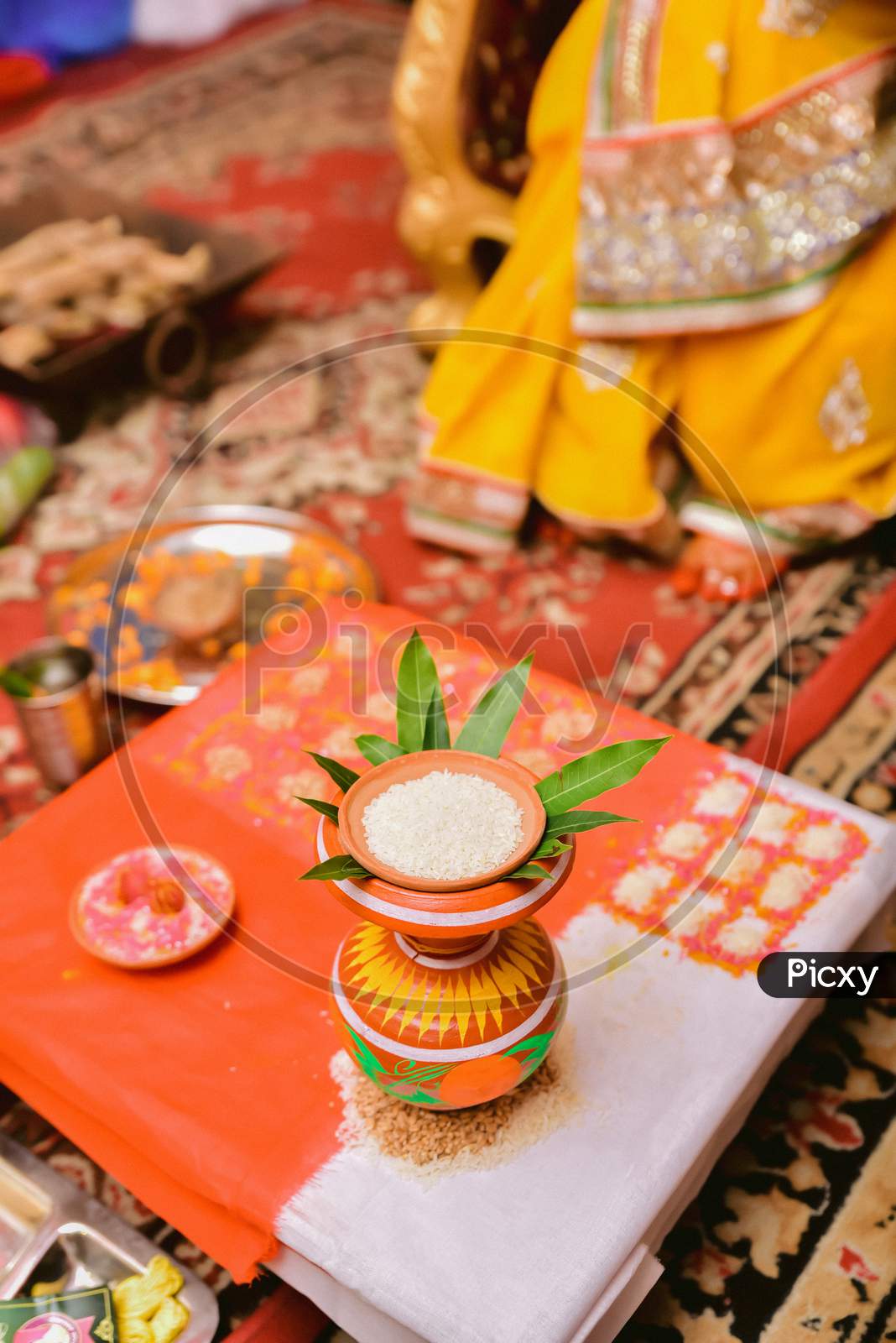 Haldi kutna in a wedding function event in India