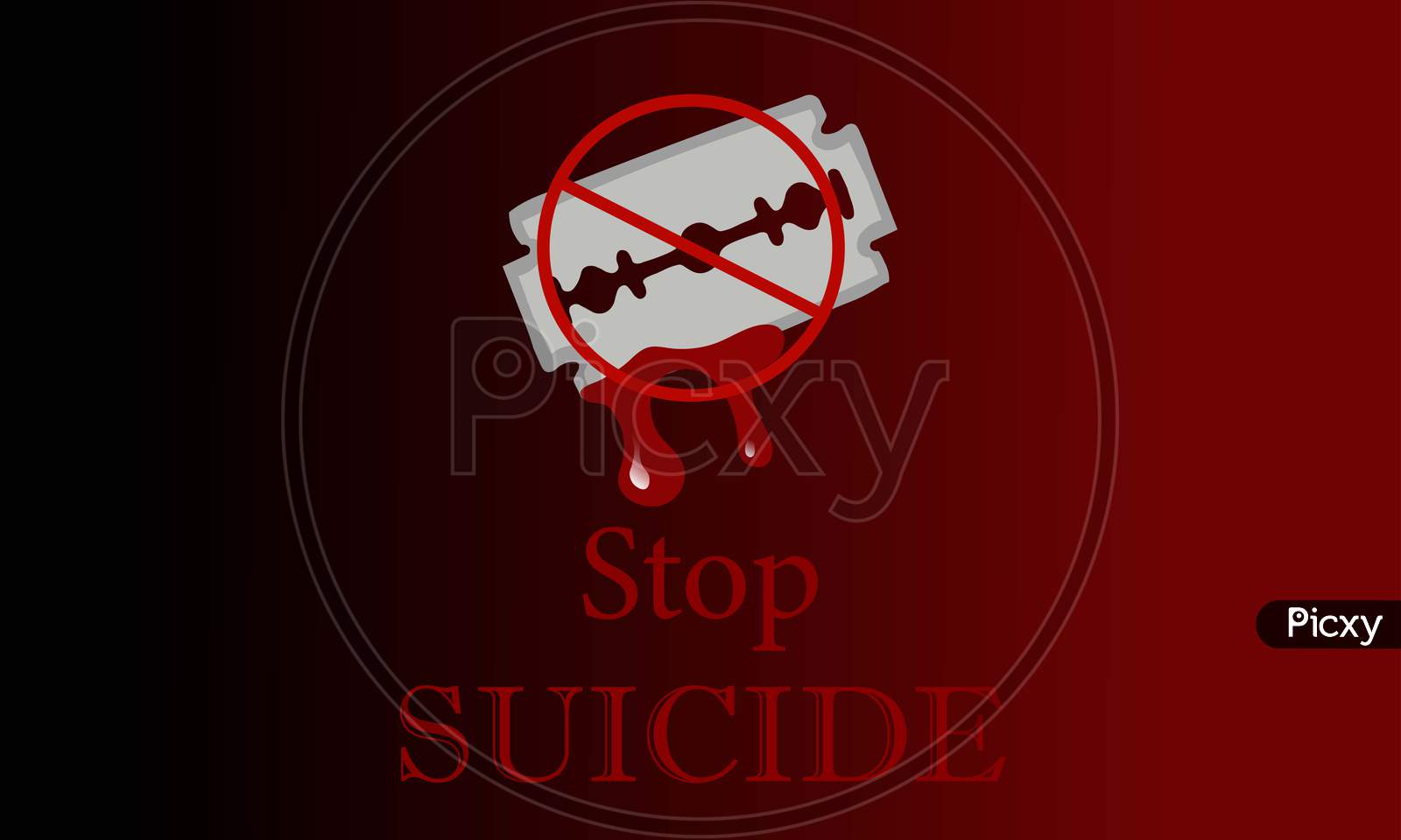 A vector illustration artwork of  Blade covering with blood. Stop Suicide concept.