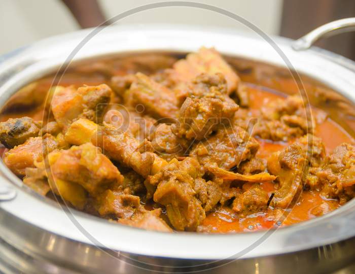 Mutton roghan gosh served at Indian Wedding