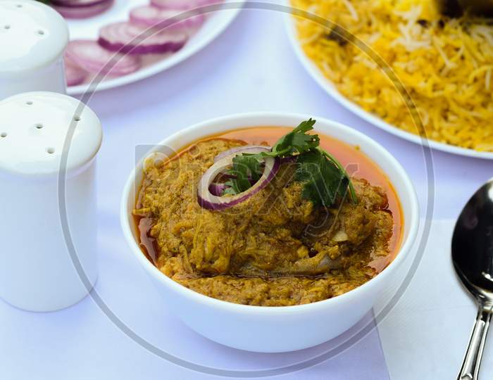 Mutton Rezala prepared in a Indian hotel