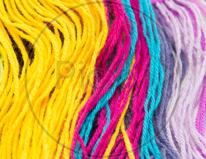 Textured Background Of Colorful Woolen Threads