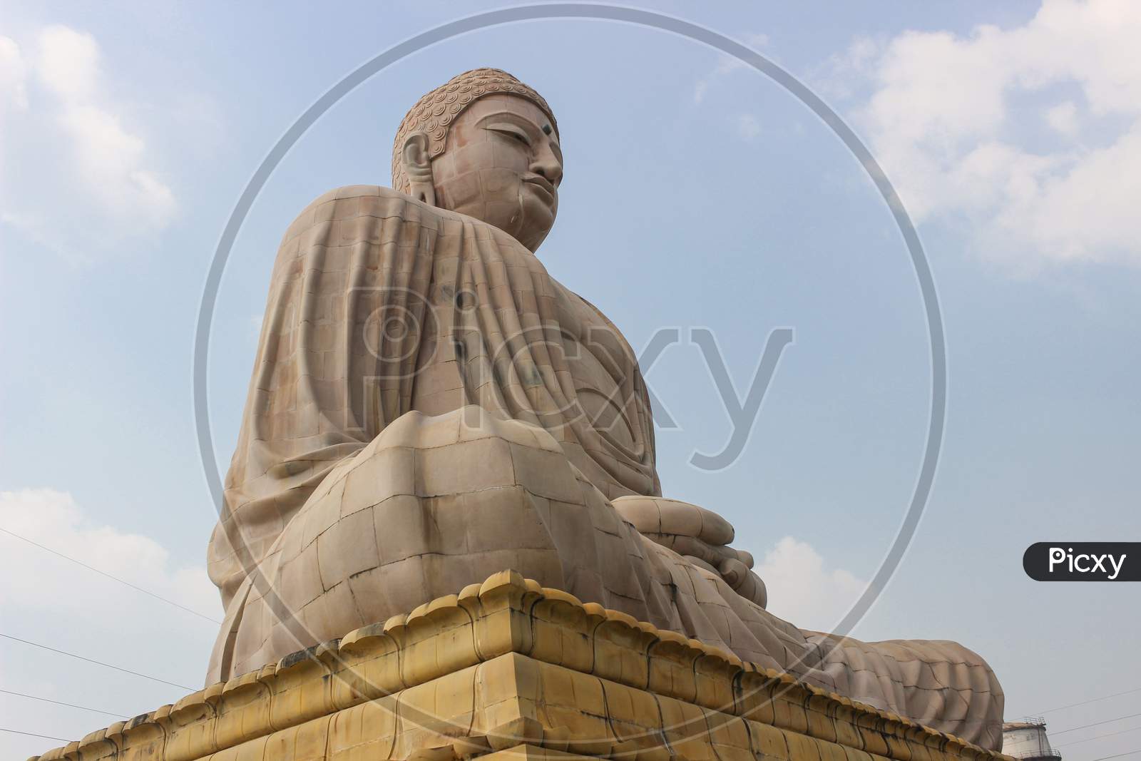 A side view of the beautiful  Buddha statue in bodh gaya in Bihar/India.