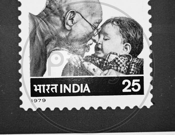 Gandhiji old postcard stamp