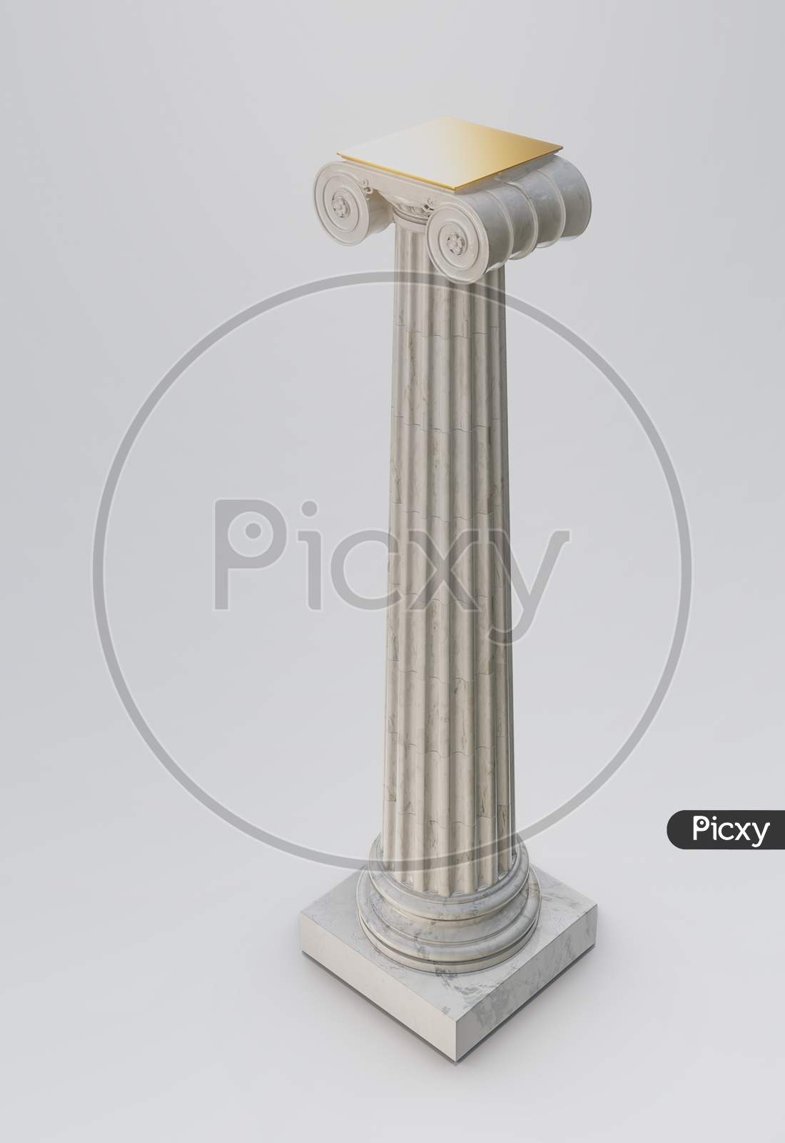 Ancient Greek pillar on white background