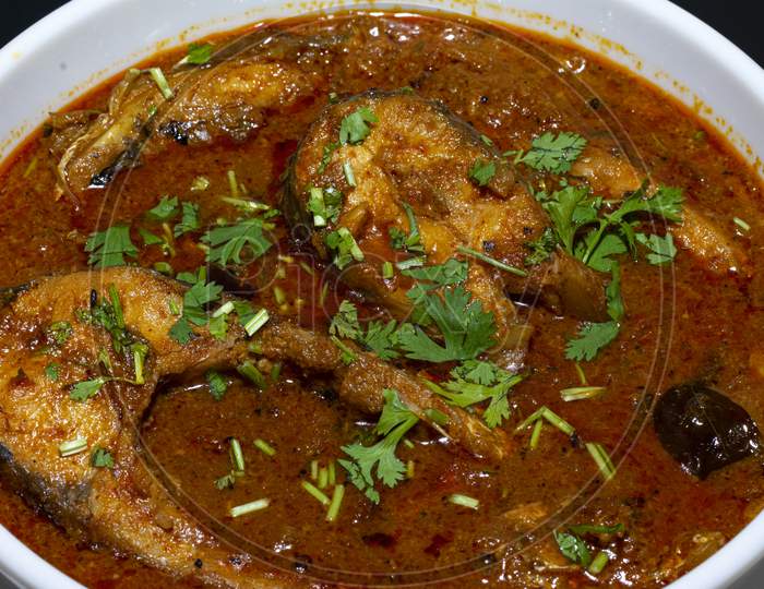 Spicy Mouth Watering Indian Fish Curry In A Bowl