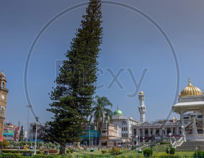 Mysore cityscape view of the Clock Tower and Memorial in Karnataka/India.