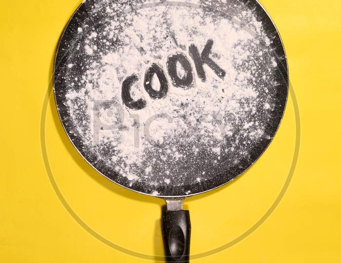 Cook Word In A Cooking Pan Creative Ideas, Cooking Ideas