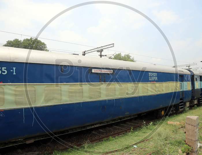 A Passenger Train Converted Into An Isolation Facility at Subedarganj Railway Station Yard to treat Covid19 patients as the number cases increase rapidly In Prayagraj, June 15, 2020.