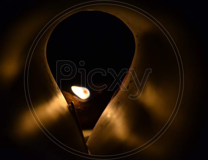 Beautiful Lamp  light black background Himachal Pradas,India
