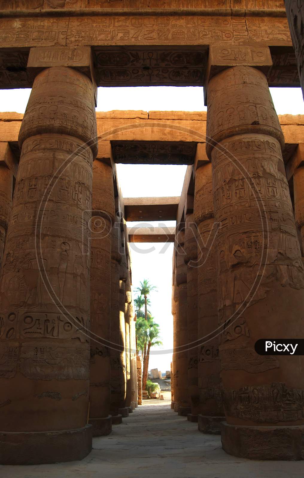 Ancient column in Temple of Karnak. Egypt