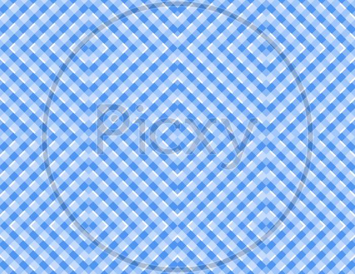 Blue White Diagonal Checkered Plaid Seamless Pattern