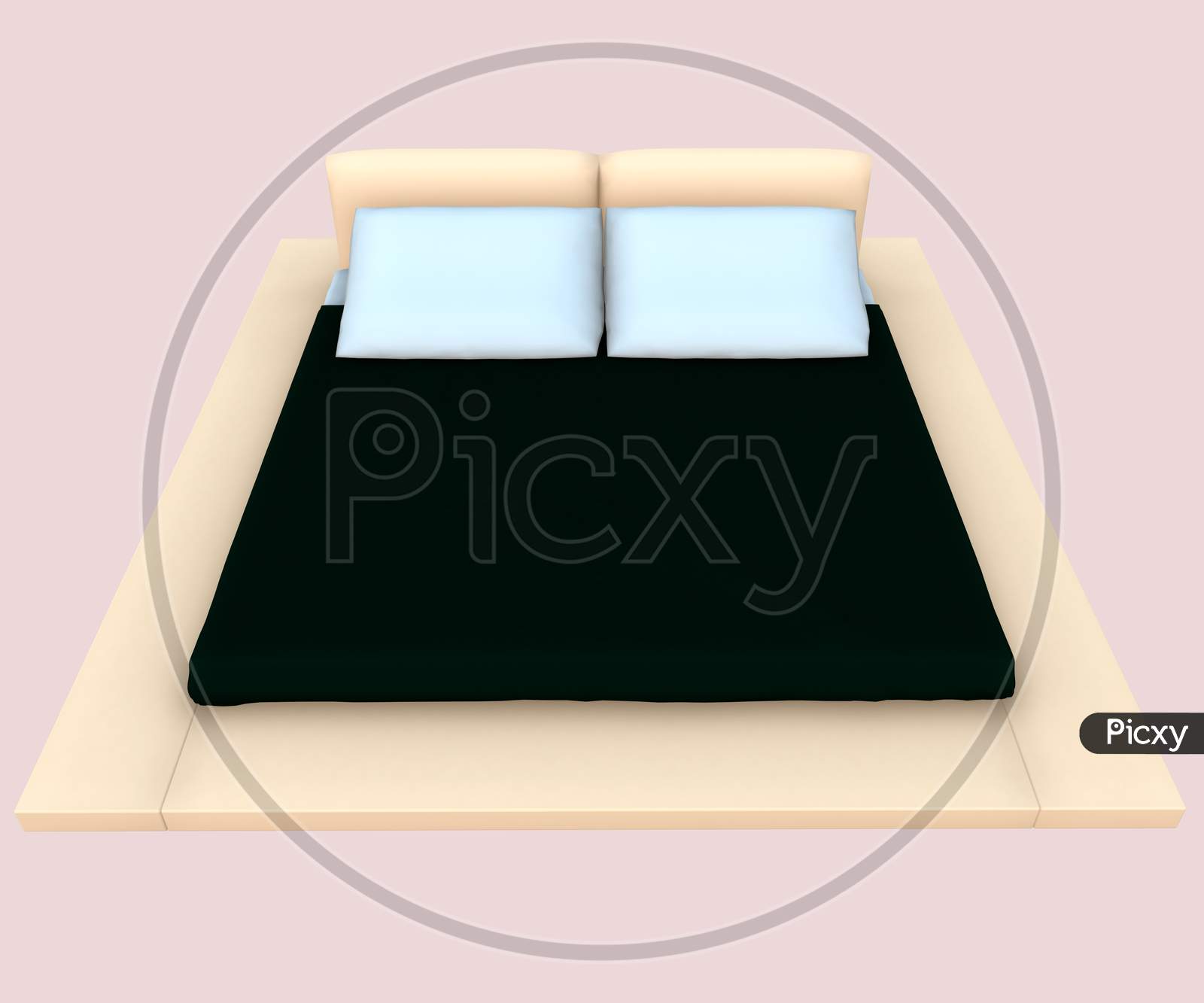 Luxury Bed And Pillows 3D Render
