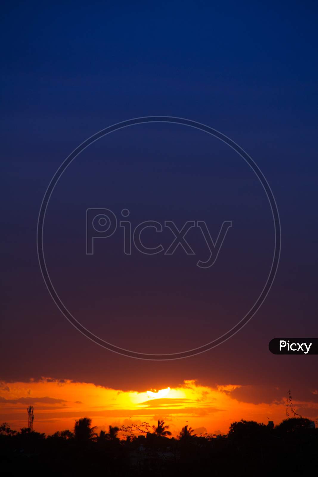 Blue Sky Yellow Sunset Vertical Background