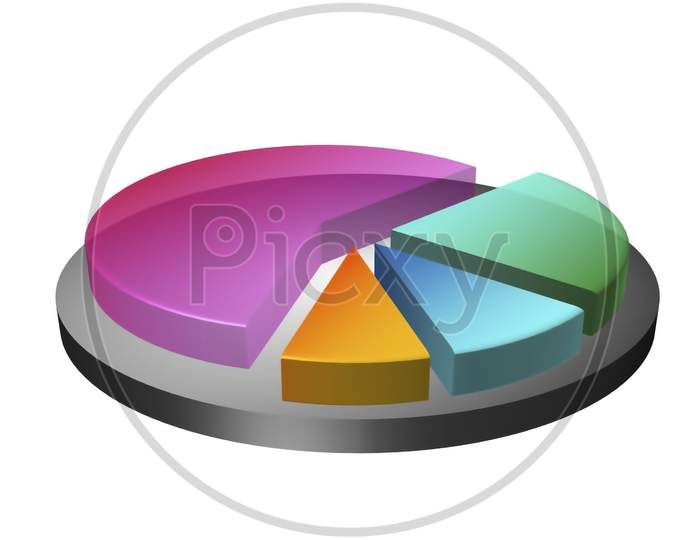 3D Pie Chart With Four Different Gradient Color Ready For Attach Information On A White Background .Concept For Business And Technology .