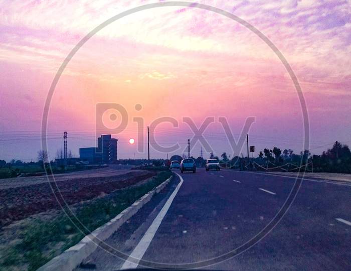 beutiful sky and highway