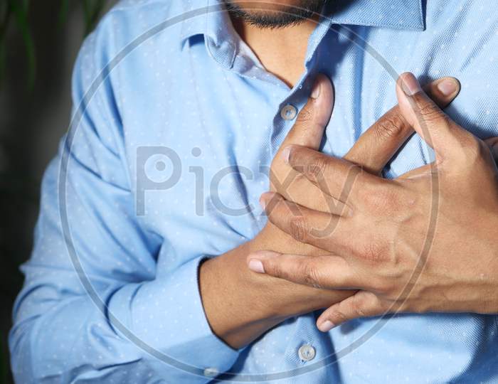 Man Having Chest Pain, Heart Attack.