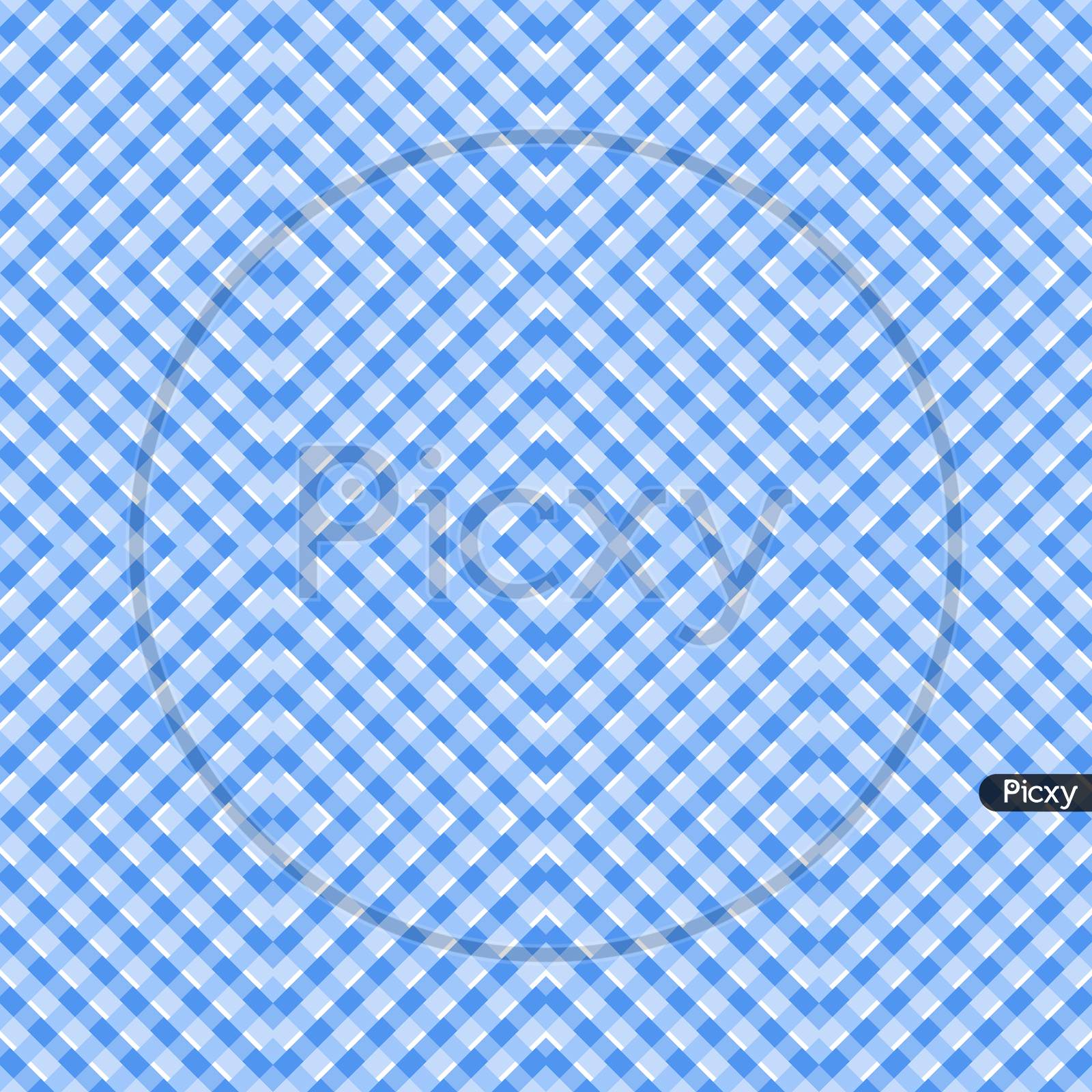 Blue White Diagonal Checkered Plaid Seamless Pattern