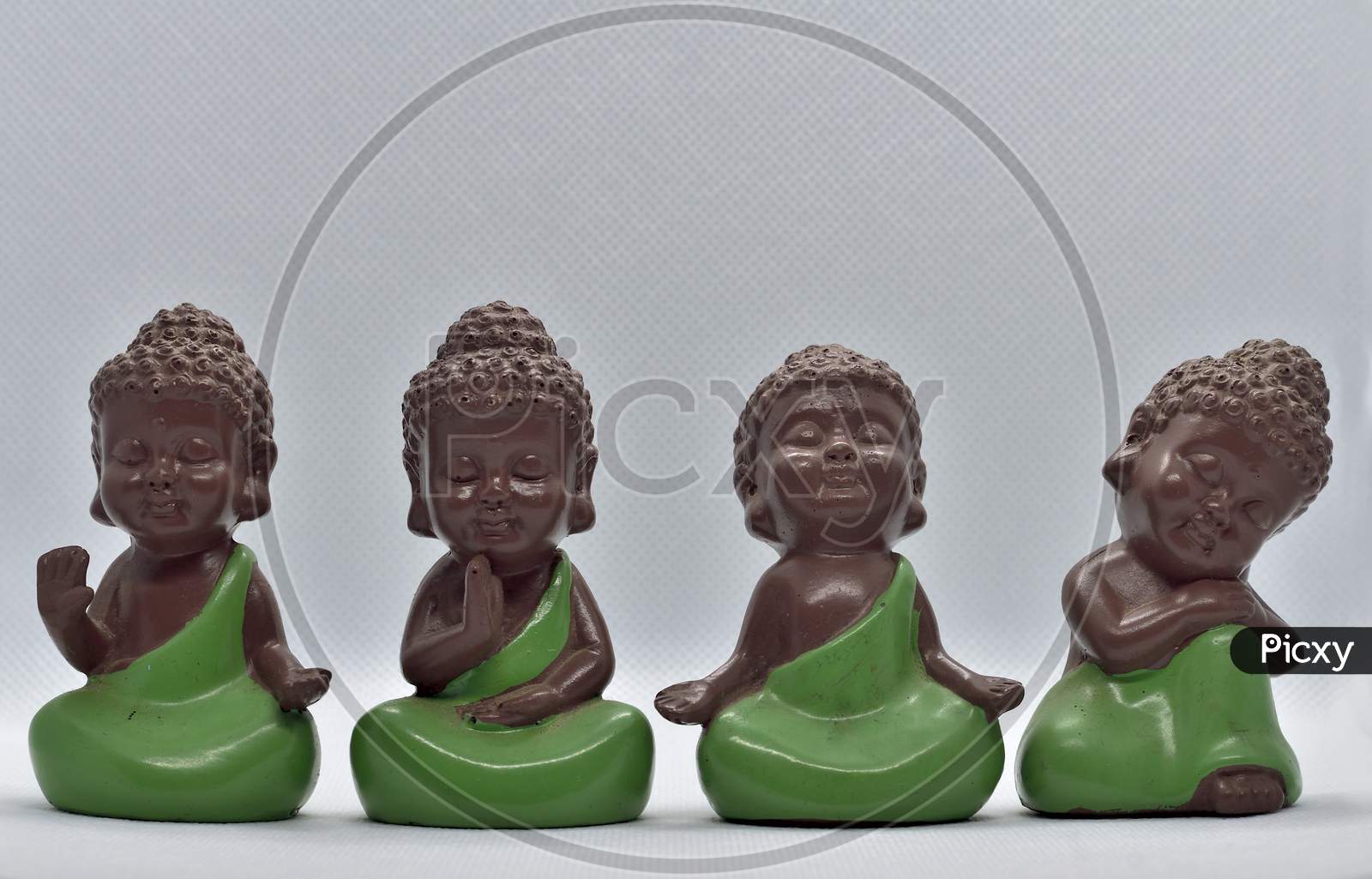 Four Chinese Traditional Little Monk Figure