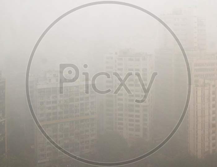 Arial View On A Foggy Afternoon In Connaught Place Area Of  New Delhi