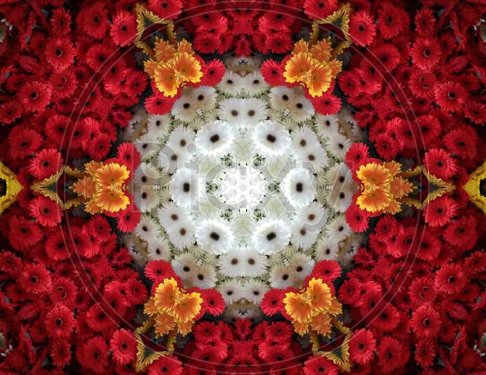 Abstract Red Flowers Design Print