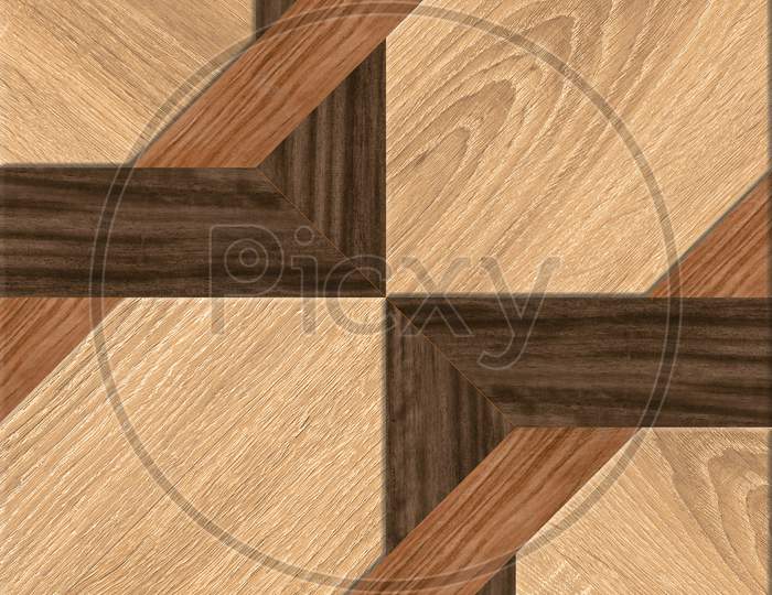 Abstract Decorative Wooden Textured Geometric Mosaic Background.