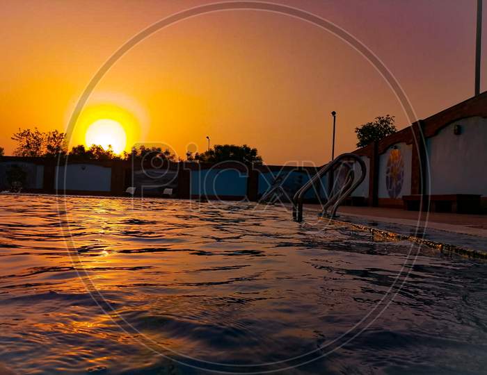 Pool side sunset
