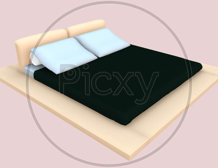 Luxury Bed And Pillows 3D Render