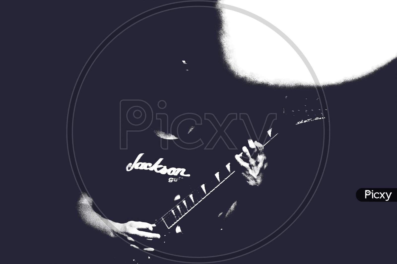 Krakow, Poland - September 20, 2014: Abstract Background Art Of An Artist Playing Electric Guitar In A Rock Band Music Concert Performance
