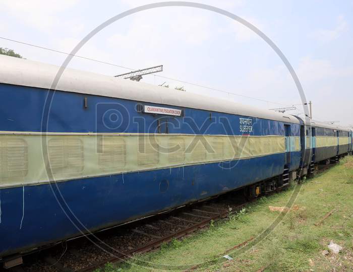 A Passenger Train Converted Into An Isolation Facility at Subedarganj Railway Station Yard to treat Covid19 patients as the number cases increase rapidly In Prayagraj, June 15, 2020.
