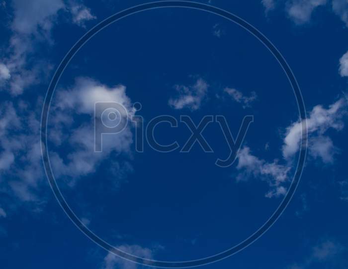 Blue Sky With Cloud Closeup Different Shape Full View Top Angle