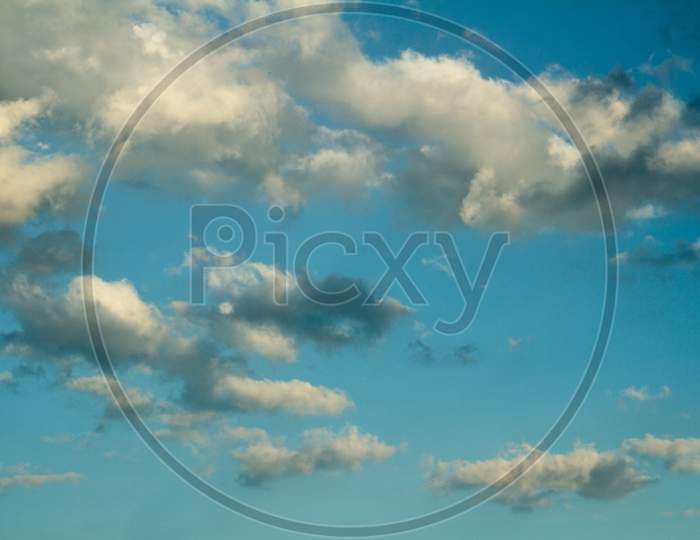 Blue Sky With Cloud Closeup Different Shape