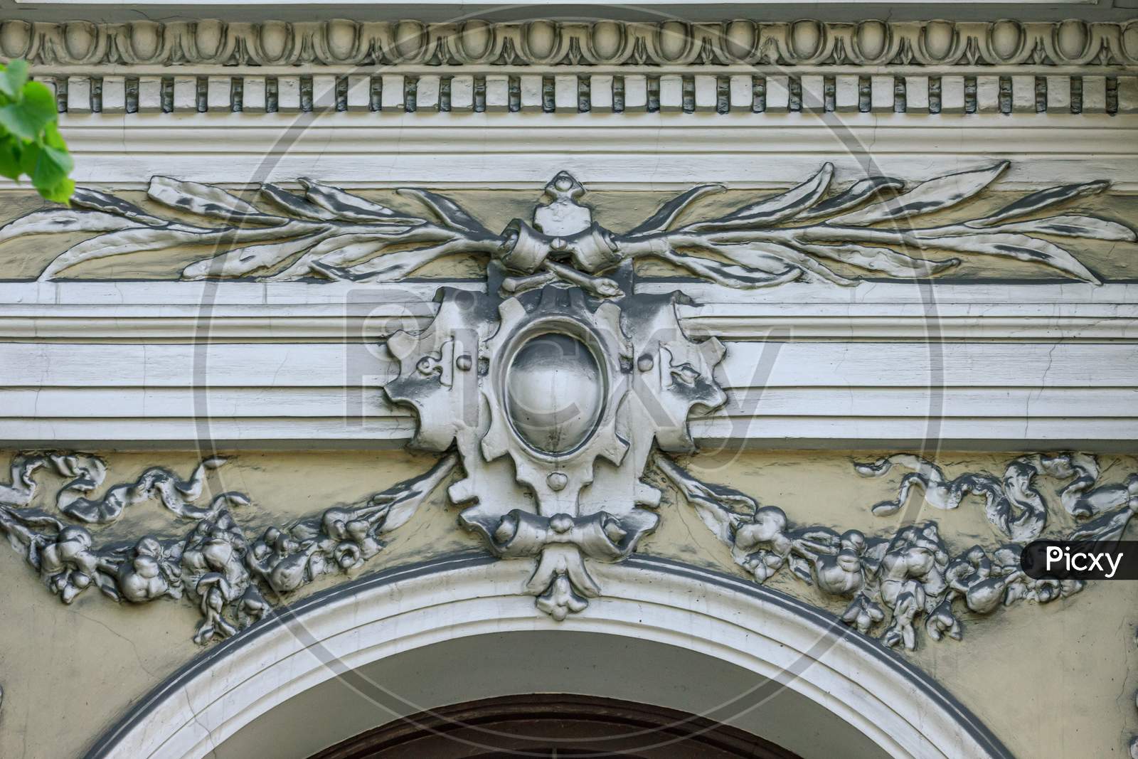 Riga, Latvia- May 29 2020: White Door Arc Details