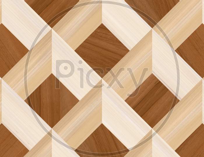 3D Render Pattern Wooden Floor And Wall Decor Tile.