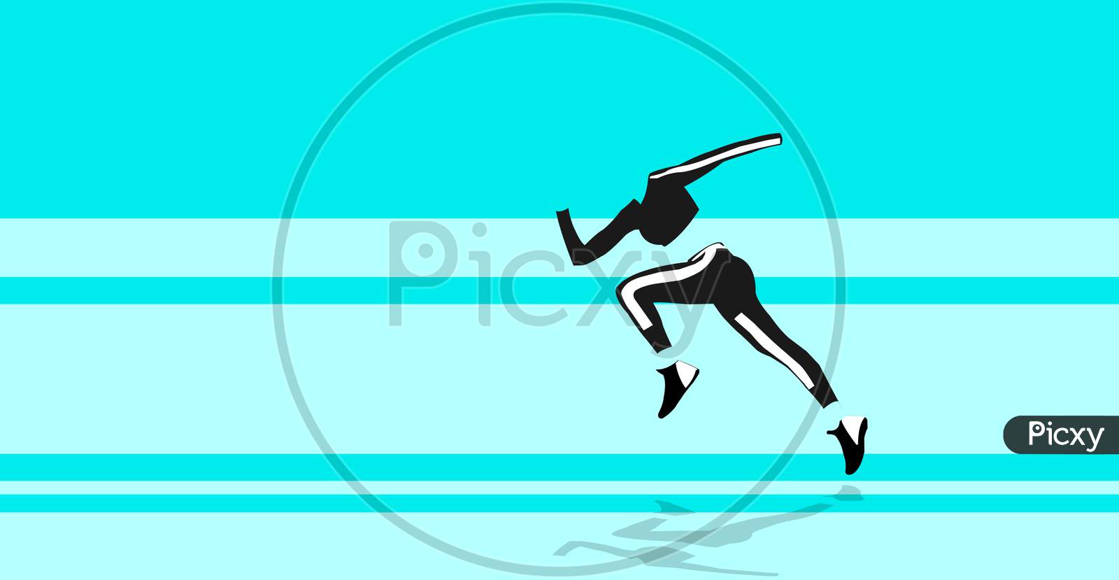 Illustration Graphic Of Body Shape Of Sporty Woman In Fashionable Sportwear Running. Athlete Sprinter Sportswoman Cloth Run Marathon Distance Or Sport Jogging Tournament Race On Stadium.