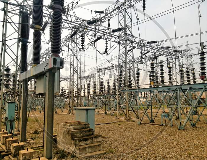 punjab india on 2020,High voltage switchyard and electrical power substation.
