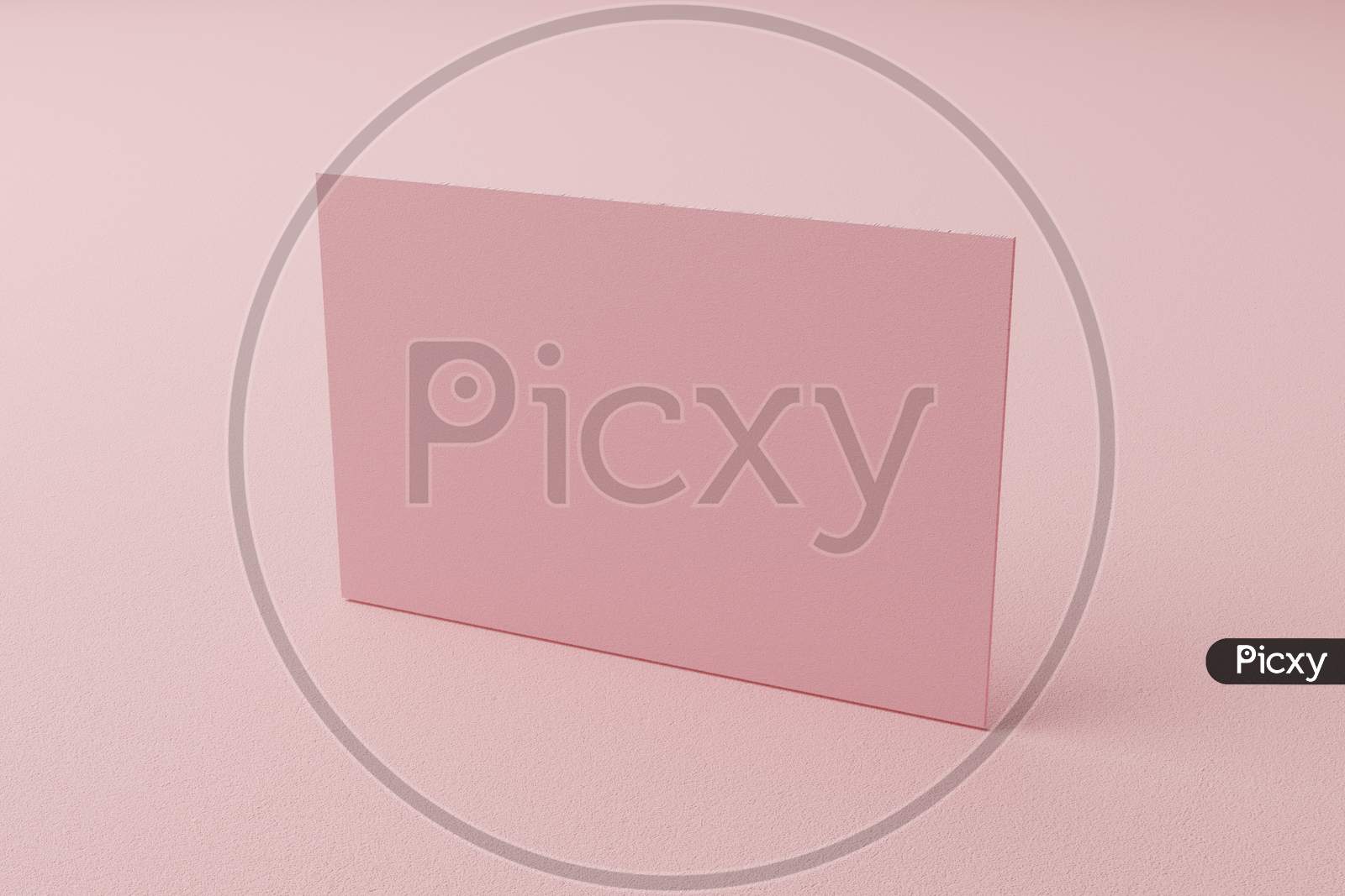 Pink Pastel Business Card Paper Mockup Template With Blank Space Cover For Insert Company Logo Or Personal Identity On Cardboard Background. Modern Style Concept. Side View. 3D Illustration Render