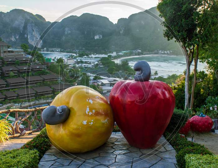 Phi Phi Island, Thailand- April 3 2019: View Point Decorative Vegetables