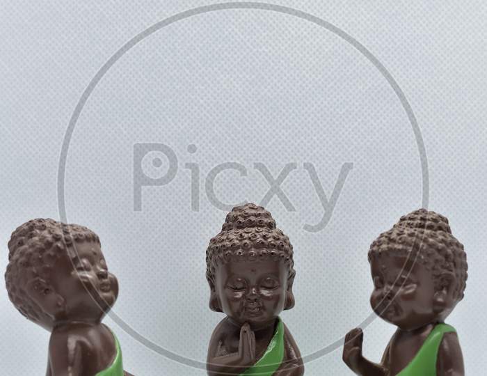 Three Chinese Traditional Little Monk Figure