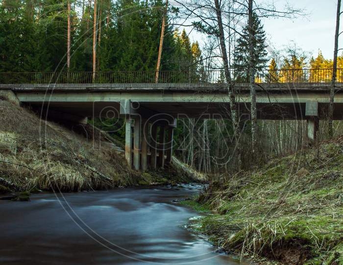 Small Country Side Bridge, Dark River View