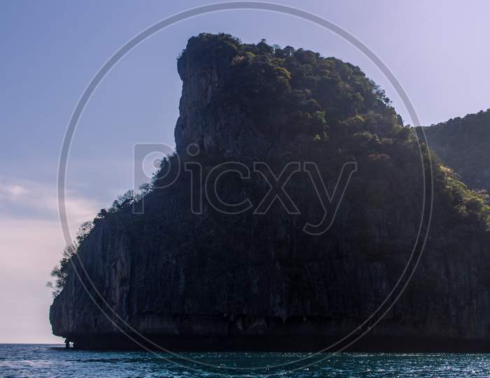Phi Phi Island, Thailand- April 4 2019:  Huge Sea Rock