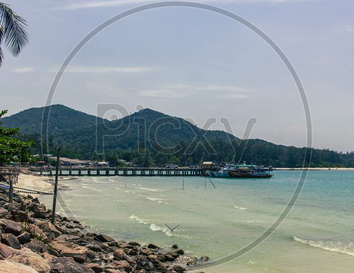 Koh Phangan, Thailand- April 20 2019: Beautiful Island Beach View