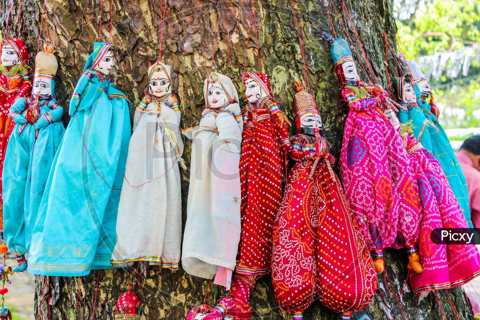 A Bunch of colorful puppet dolls in Kochi/Kerala/India.