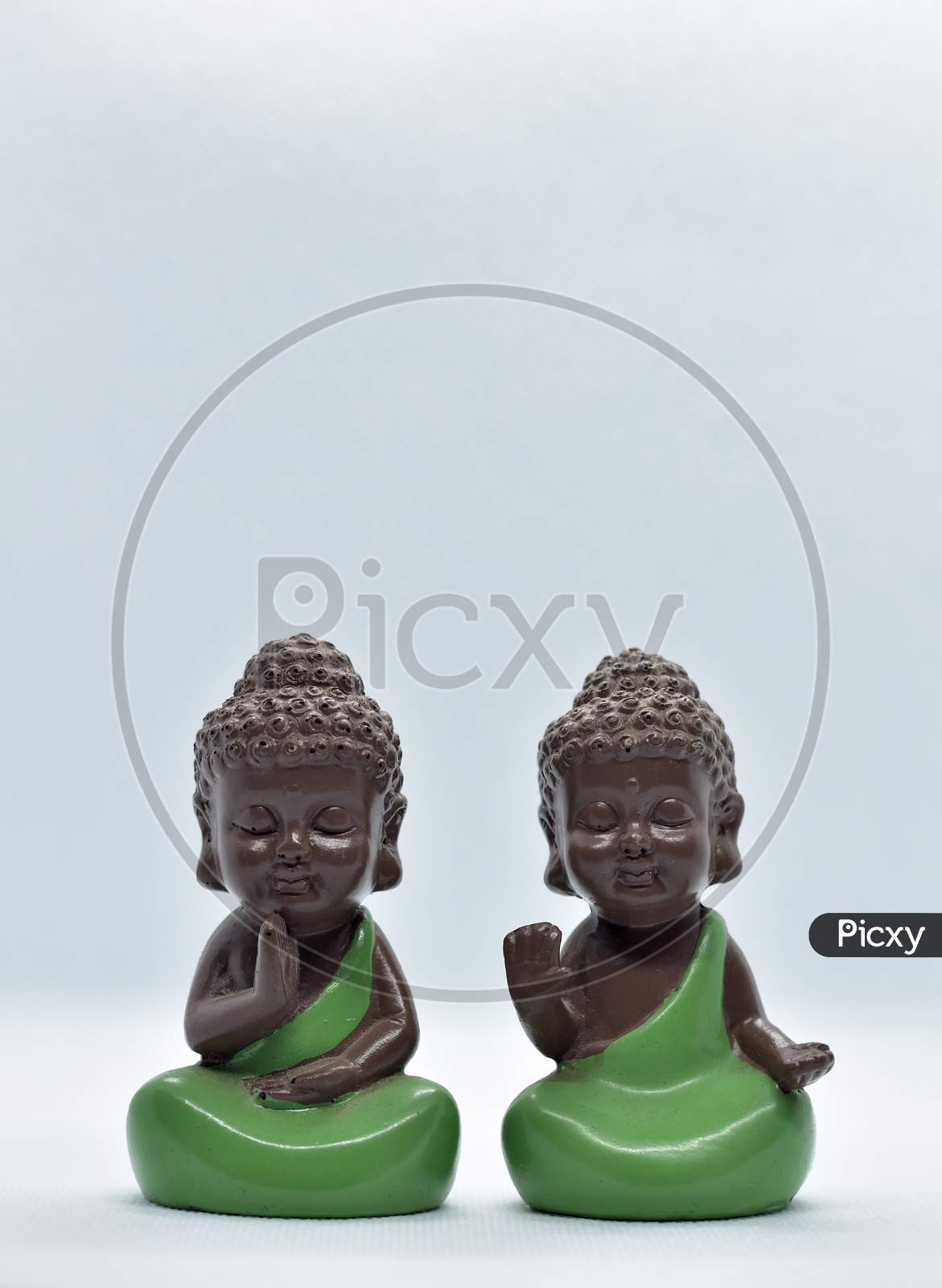 Two Chinese Traditional Little Monk Figure