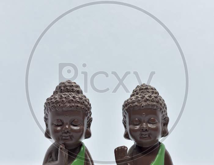 Two Chinese Traditional Little Monk Figure
